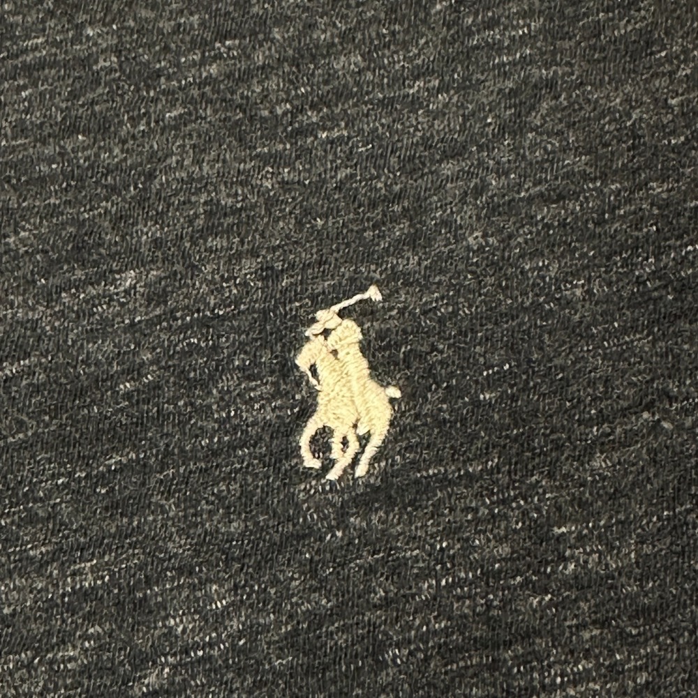 Polo Ralph Lauren Mens L Long Sleeve T-Shirt Grey Heather Cotton White Pony - Picture 6 of 9
